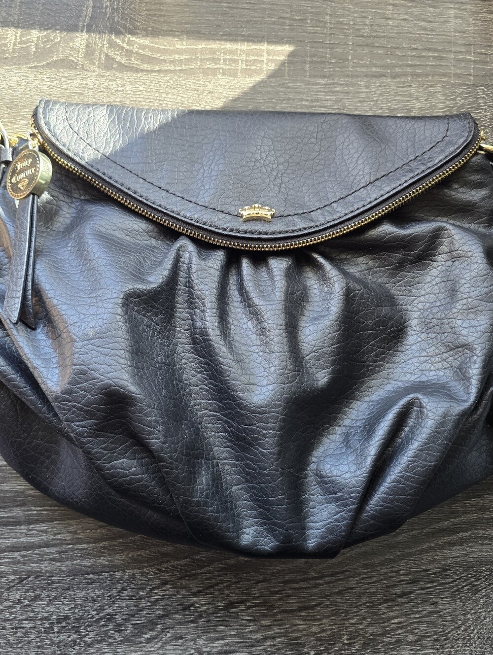 Juicy Couture Black Shoulder Bag with Hot Blue Lining